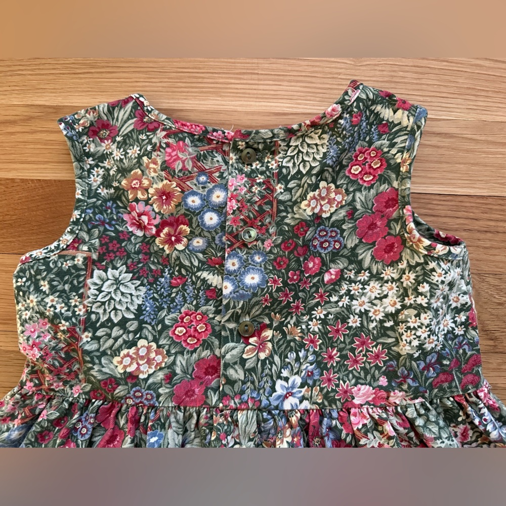Prairie Cottage Floral Peaches ‘N Cream Girl’s Sleeveless W/ Pockets Dress ~ 6 - Picture 11 of 11